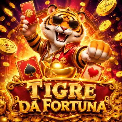 Tigre da fortuna em slot de grade 3x3 com moedas vermelhas e douradas